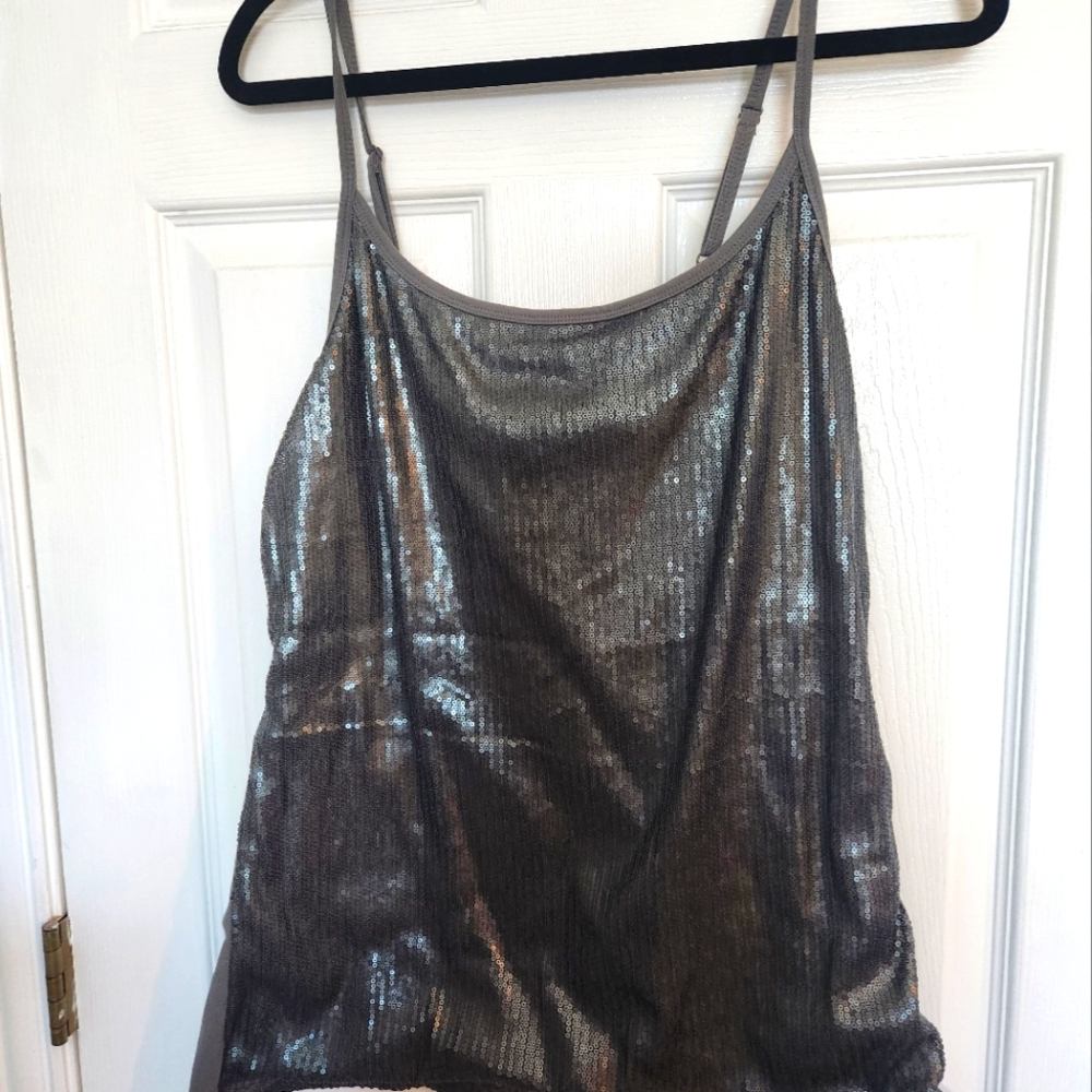 Gray sequin tank